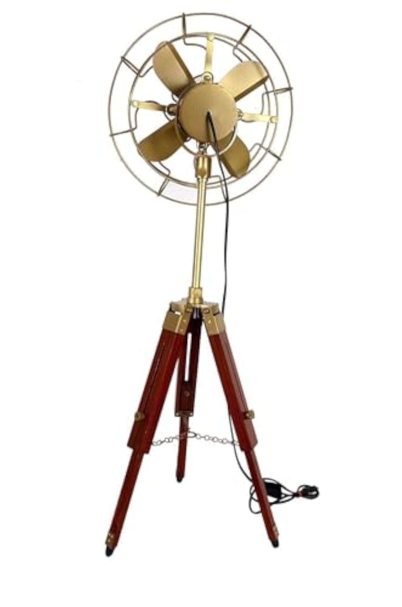 Antique Pedestal Fan with Wooden Tripod Stand